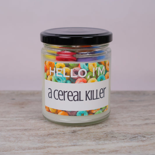 "Hello, I'm a Cereal Killer" Candle