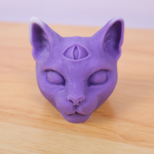 Purple Psychic Cat Head Candle