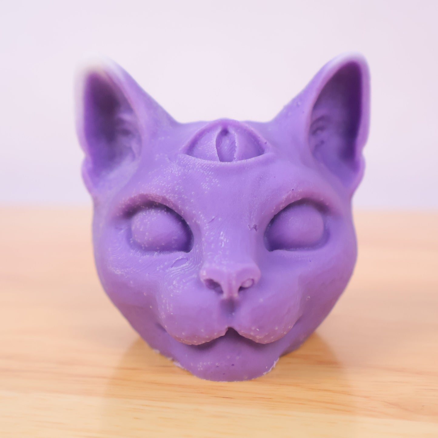 Purple Psychic Cat Head Candle